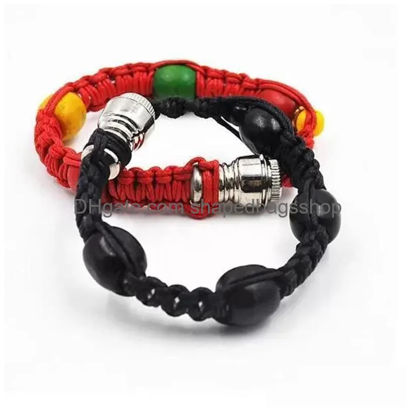 Smoking Pipes Bracelet Smoke Pipe Portable Metal Bead Handmade Wristband Pipes Psera Men/Women Cool Gifts Knot Rope Drop Delivery Home Dhim4