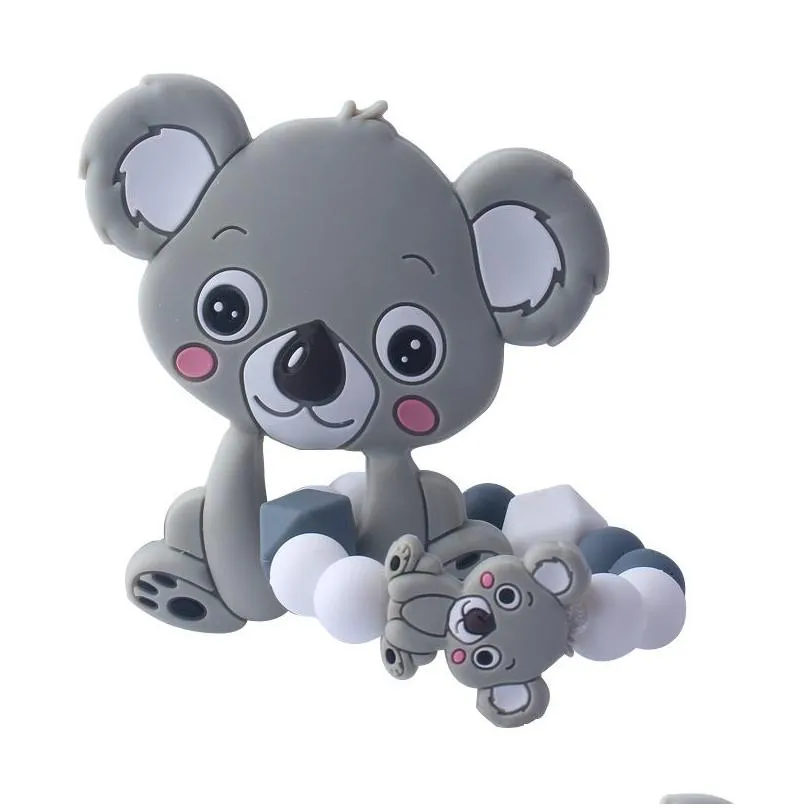 1pcs Baby Teether Oral Care Infant Molars Food Grade Koala Silicone clips Bracelet Pacifier