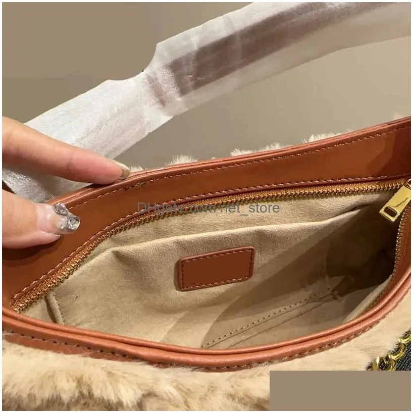 Other Bags Eco-Friendly Plush Designer Bag Women Chian Underarm Luxurys Handbags Crossbody Handbag Large Capacity Winter Baguette Dr Dhdmf