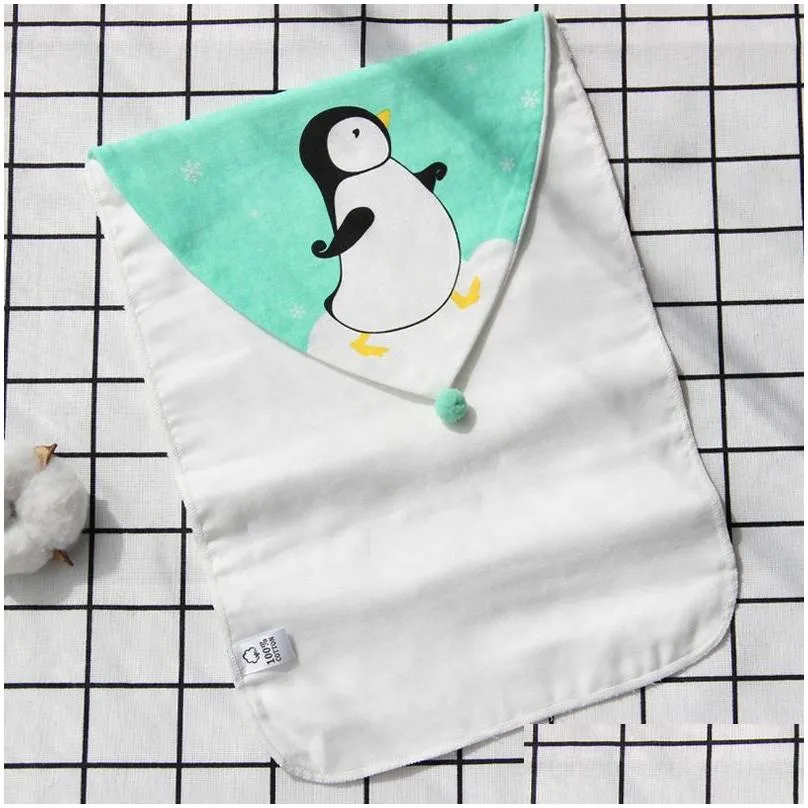 Baby Sweat Wipes 4 Layer Cartoon pad back towels for kids 4 layers of gauze sweat-proof towel Animal Picture Cotton Summer Absorb