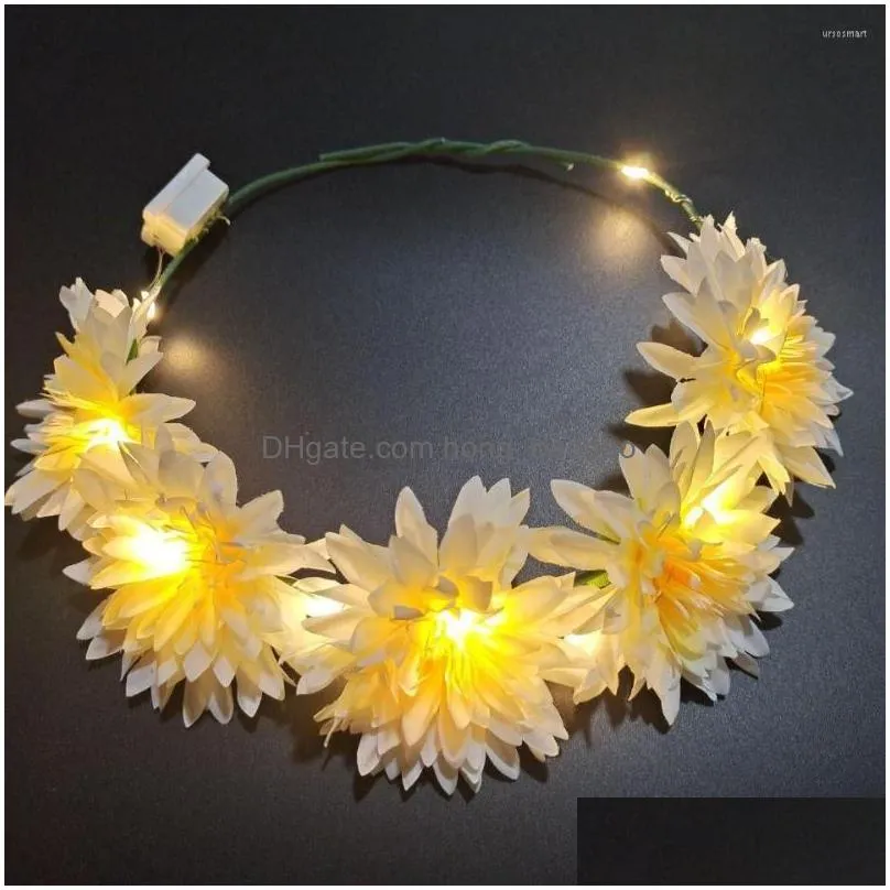 decorative flowers luminous garland tourist attractions forest girl rattan rose headwear led headband wedding party hair band