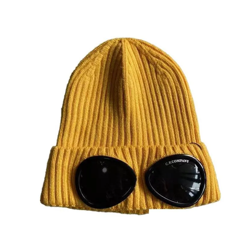 CP Caps Men`s Designer Ribbed Knit Lens Hats Women`s Extra Fine Merino Wool Goggle Beanie Official Website Version