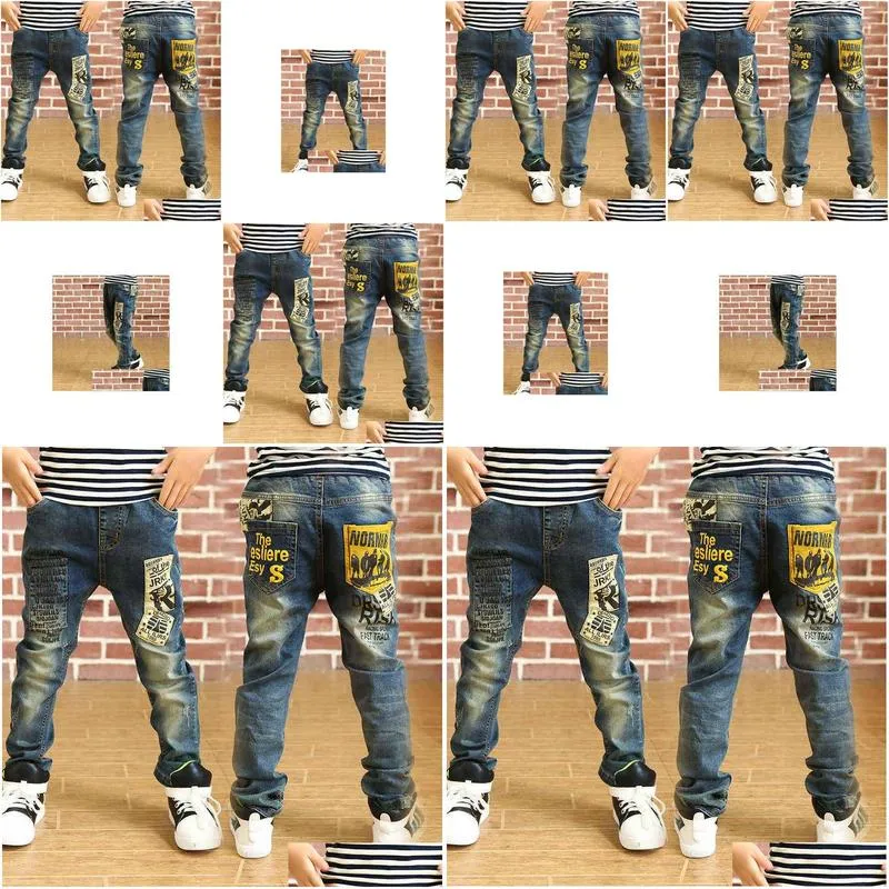 2022 childrens clothing boys jeans pants spring autumn kids 3 to 14 years old korean baby boy casual denim long trousers g1220