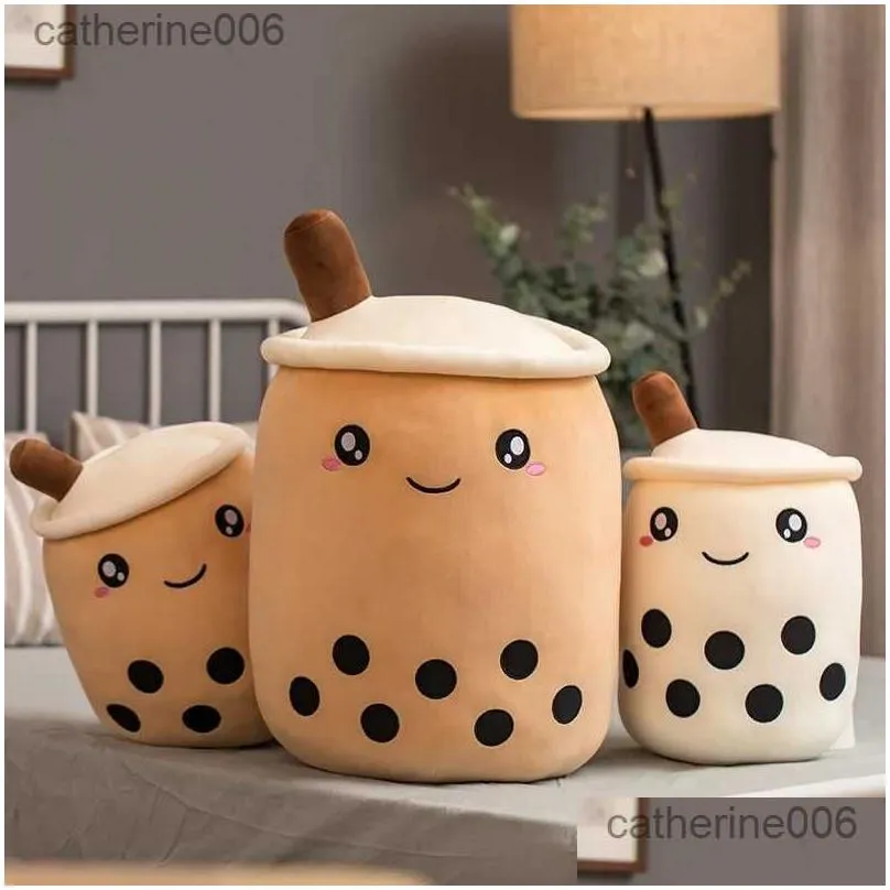 stuffed plush animals cute cartoon bubble tea plush toy stuffed food milk tea soft doll boba fruit tea cup pillow cushion kids toys birthday