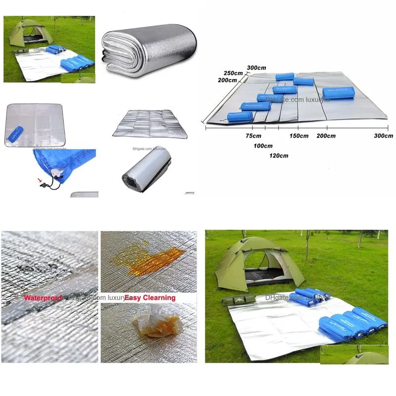 Outdoor Pads Outdoor Pads Tralight Waterproof Cam Mat Picnic Blanket Beach Mattress Slee Pad Aluminum Foil Eva Foam Tent Drop Delivery Dha5U