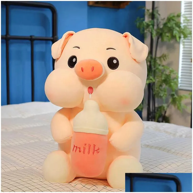 zqswkl 35/45cm cute bottle pig doll plush toy big stuffed animals childrens toys girls pink birthday gift kawaii anime pillow q0727