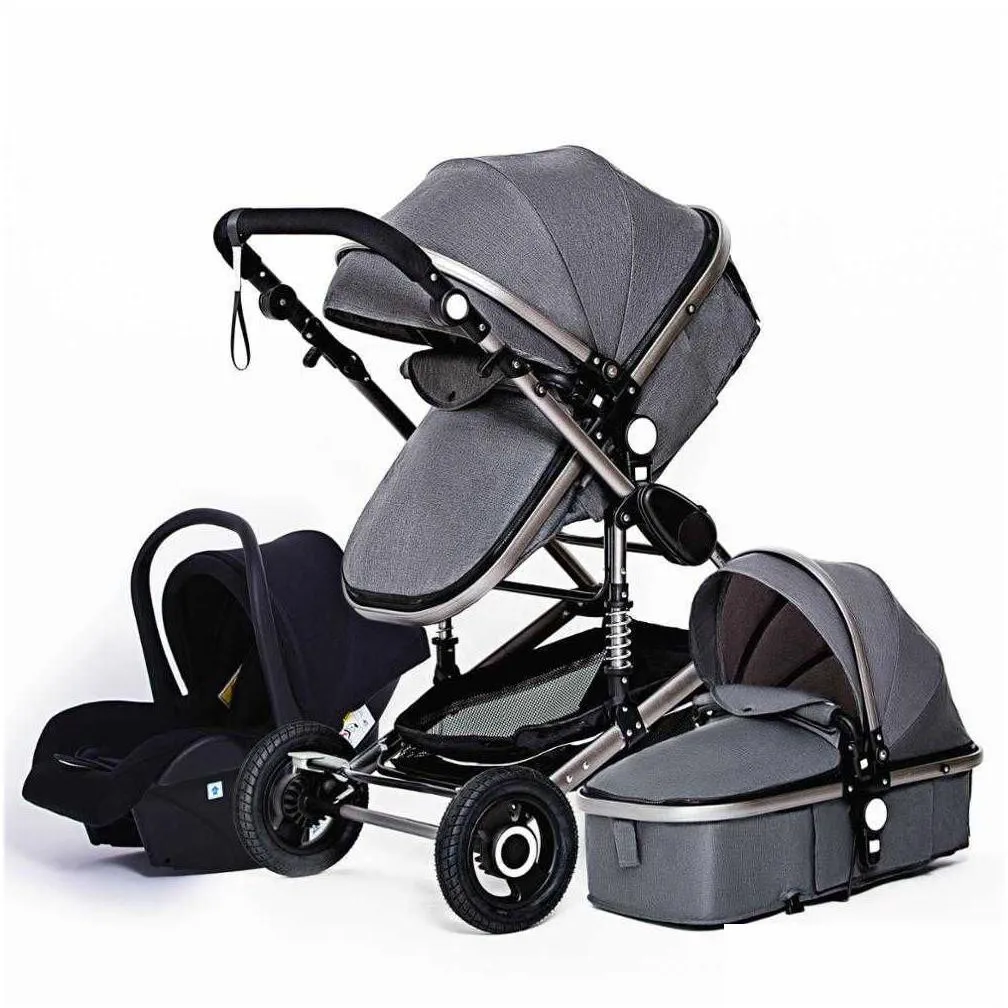 luxurious baby stroller 3 in 1 portable travel baby carriage folding prams aluminum frame high landscape car for born baby l230625