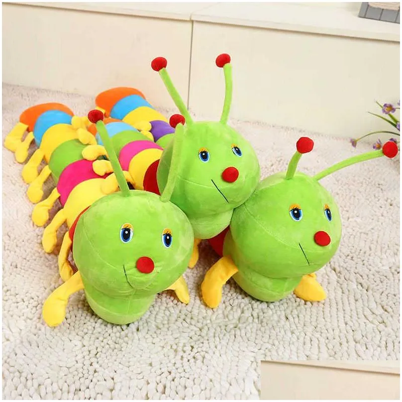 colorful cute caterpillar big insect plush toys doll with pp cotton stuffed animal pillow for children adult gifts q0727