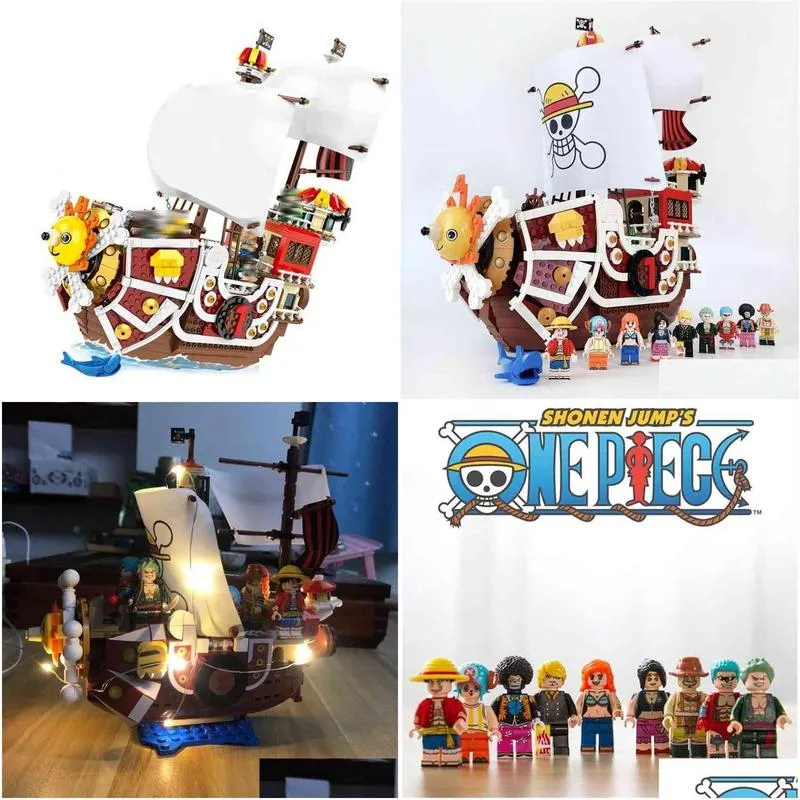 luxury version 3d2y blocks one piece thousand sunny luffy nami building block brick toy for christmas year gift sy6299 6298 g1204