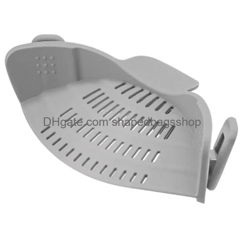 Colanders & Strainers Sile Colanders Kitchen Clip On Pot Strainer Drainer For Draining Excess Liquid Pasta Vegetable Cookware Drop Del Dhh7T