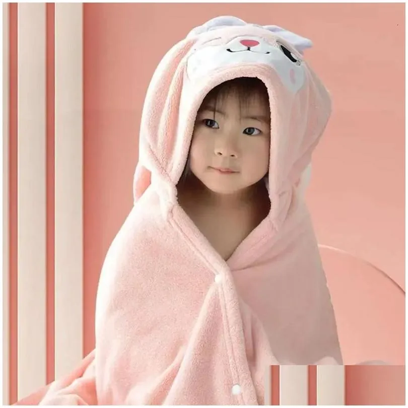 Towels Robes Boys Girls Coral Fleece Bathrobe Children Hooded Robes Kids Animal Towel Robe Baby Sleepwear Children`s Dressing Gown Soft