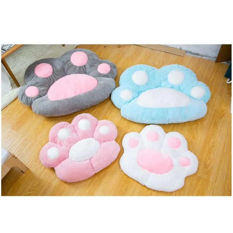soft long plush bear paw chair pillow stuffed  size hanging chair seat pillow pink cartoon cat paws sofa decor cushion q0727