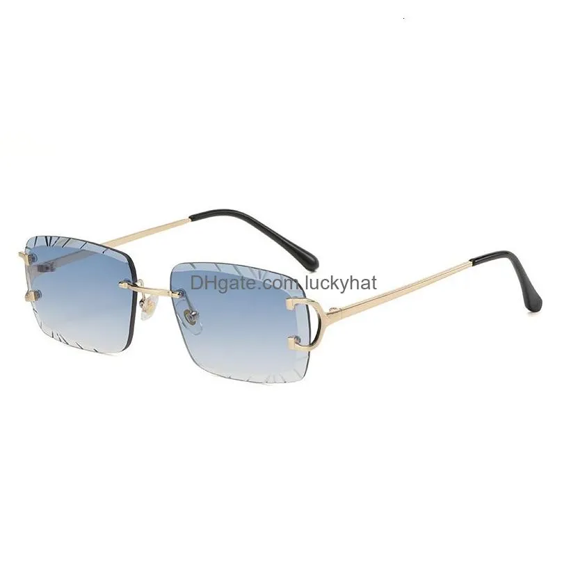 Sunglasses Frames Sunglasses Frames Diamond Cut Luxury Desinger Carter Sun Glasses Vintage Rimless Wire C Shades For Men And Women Len Dhh4L