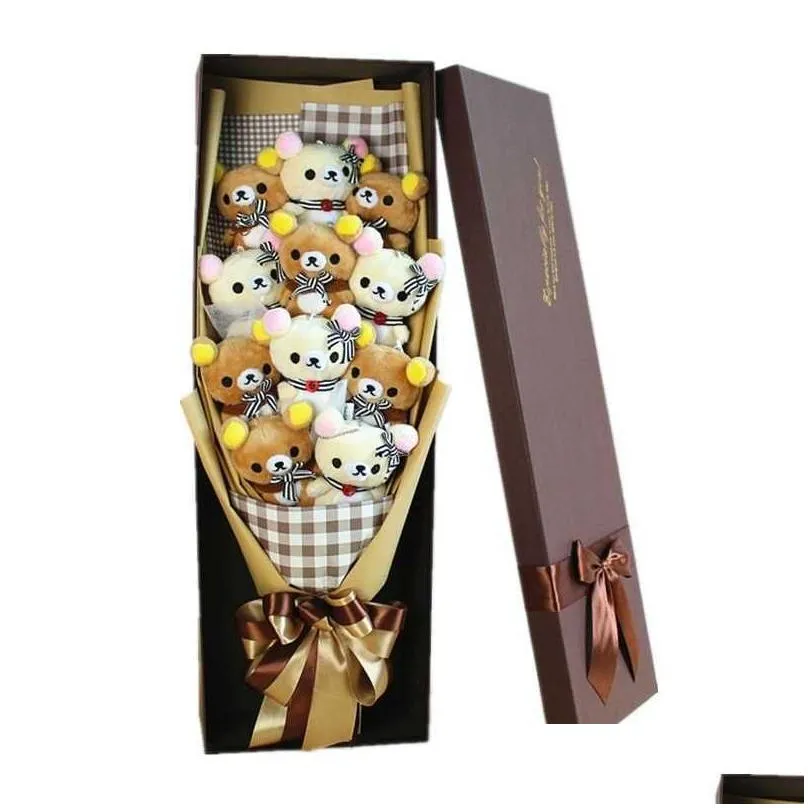 cute teddy bear stuffed animal plush toy cartoon bouquet gift box creative birthday valentines day christmas gift q0727