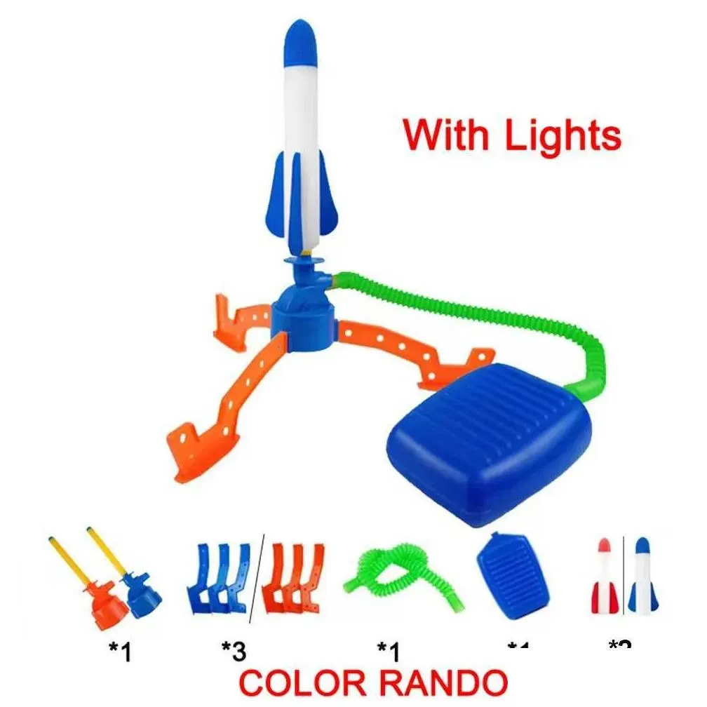 other toys air rocket foot pump launcher toy for outdoor children foot flashing stomp soaring flying foam jump pressed interactive game