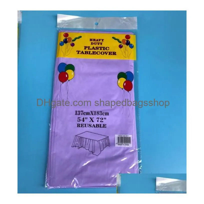 Disposable Table Covers Birthday Party Color Pe Plastic Tablecloth Restaurant Table Er Outing Dinner Rectangar Disposable Drop Deliver Dhgzd