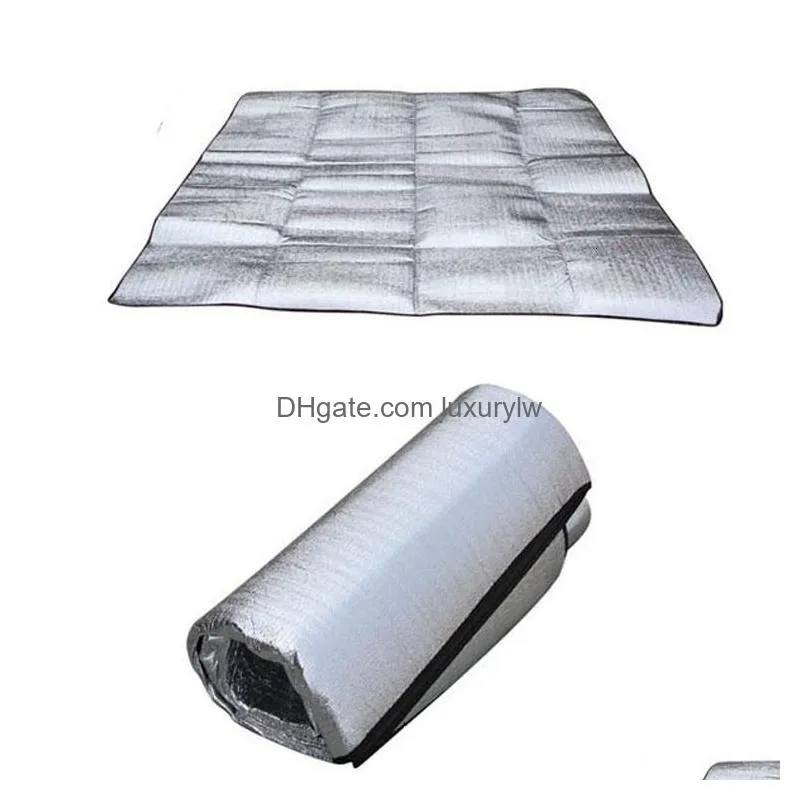 Outdoor Pads Outdoor Pads Tralight Waterproof Cam Mat Picnic Blanket Beach Mattress Slee Pad Aluminum Foil Eva Foam Tent Drop Delivery Dha5U