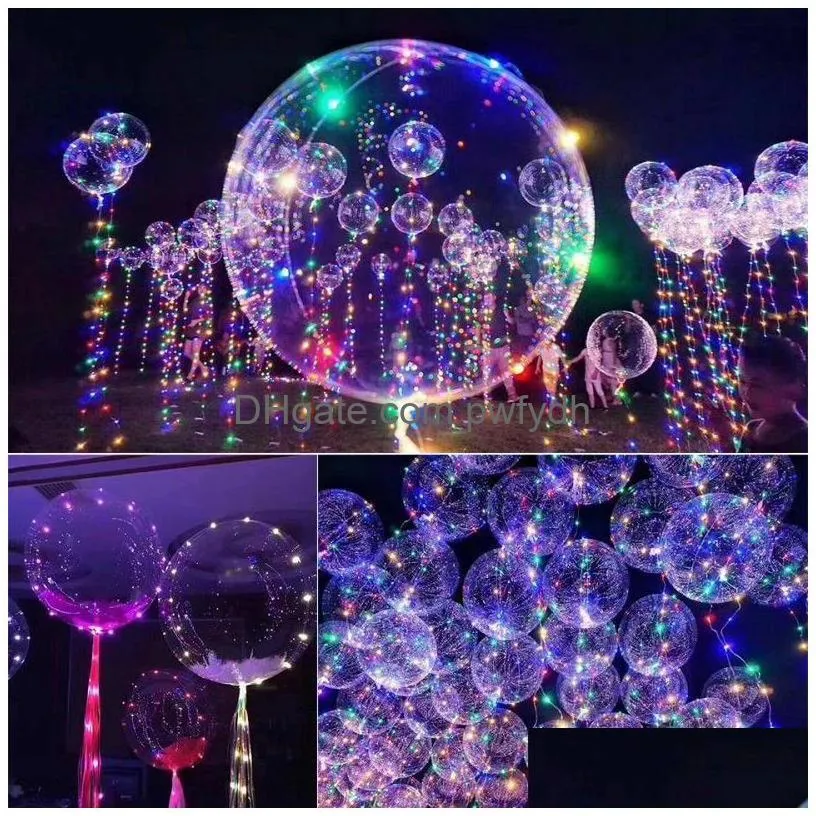 Party Decoration Led Balloons Night Light Up Toys Clear Balloon String  Lights Flasher Transparent Bobo Balls Cca11729-A Drop Deliver Dhnre
