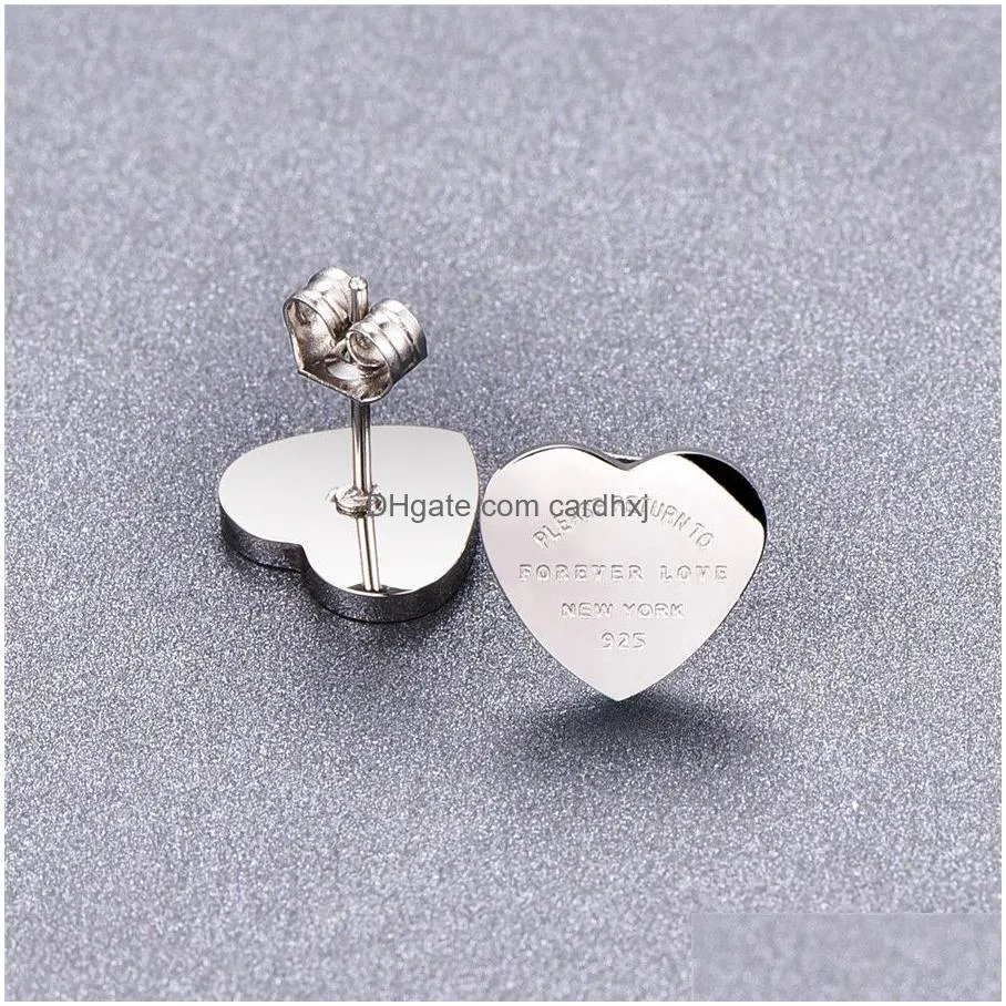 Stud Top Quality Luxury Designer Women Fashion Stud Classic Style Stainless Steel Lover Engagement Earrings Wholesale Drop Delivery Je Dhobt