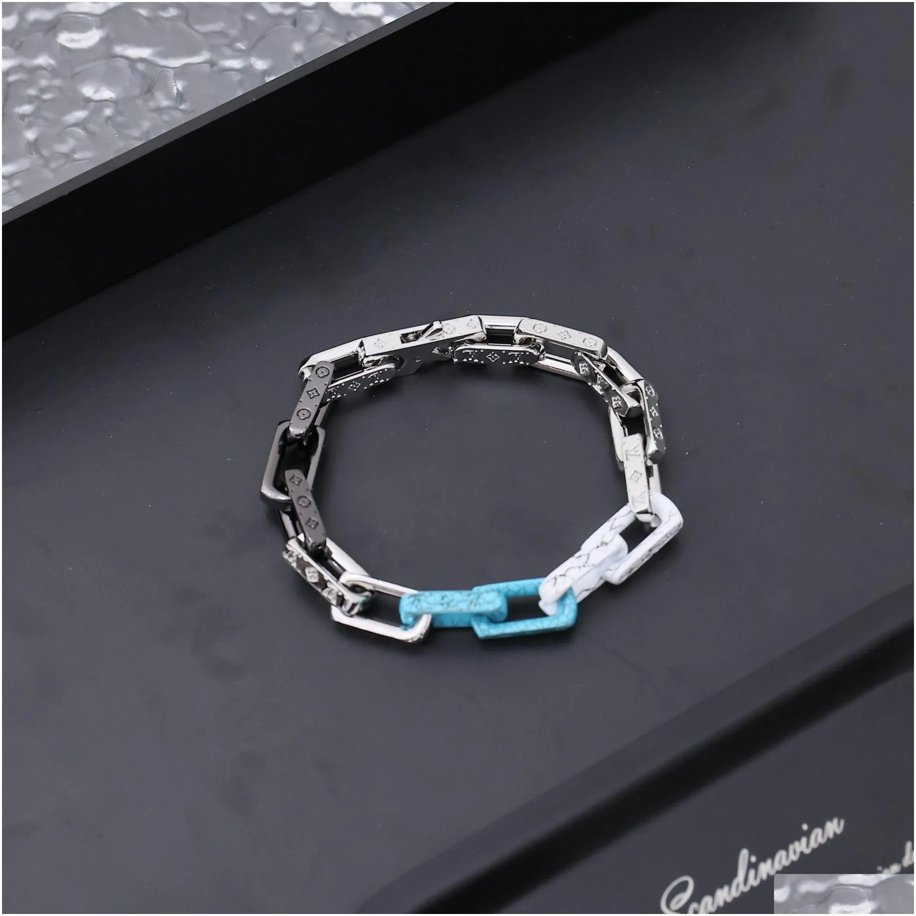 necklace bracelet designer bracelet designer jewelry luxury black silver blue classic monogram chain for men and women chinese top quality gift goth chic