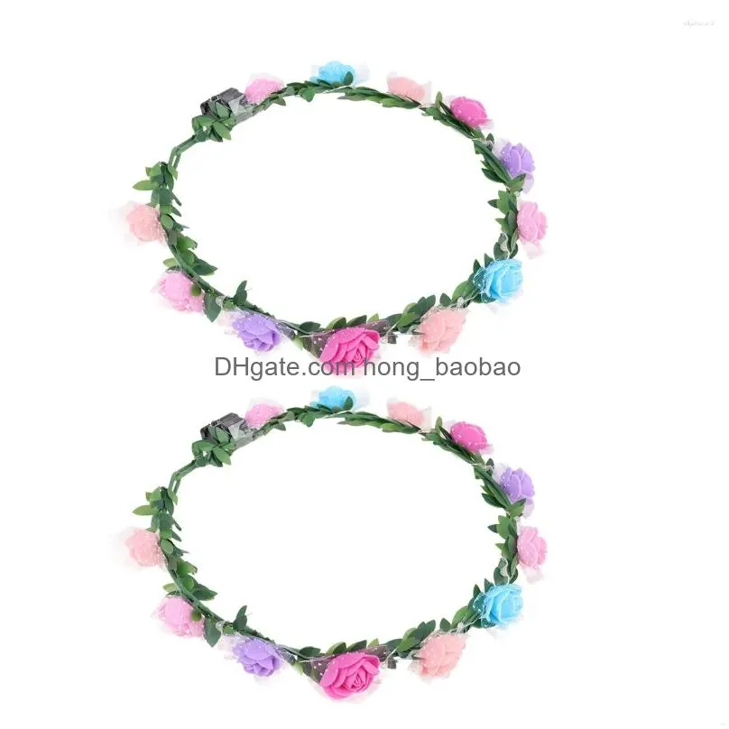 bandanas 6 pcs hair wreath luminous band floral headband headdress flower garland headwear vacation