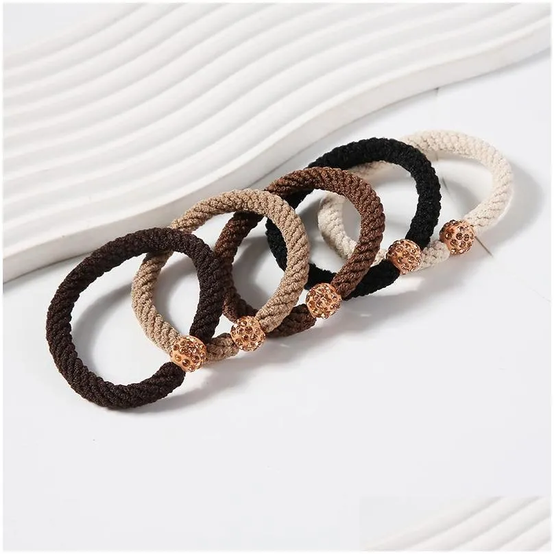 Water Diamond Head Rope Small Rubber Band Hair Ring Women`s Tie Hair Rope Headwear with Diamond Ball Thick, High Elastic, Durable, and Premium