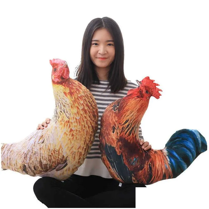 creative stuffed toys for children stuffing large chicken doll cute soft toy sleeping pillow toy chicken cock hen cushion q0727