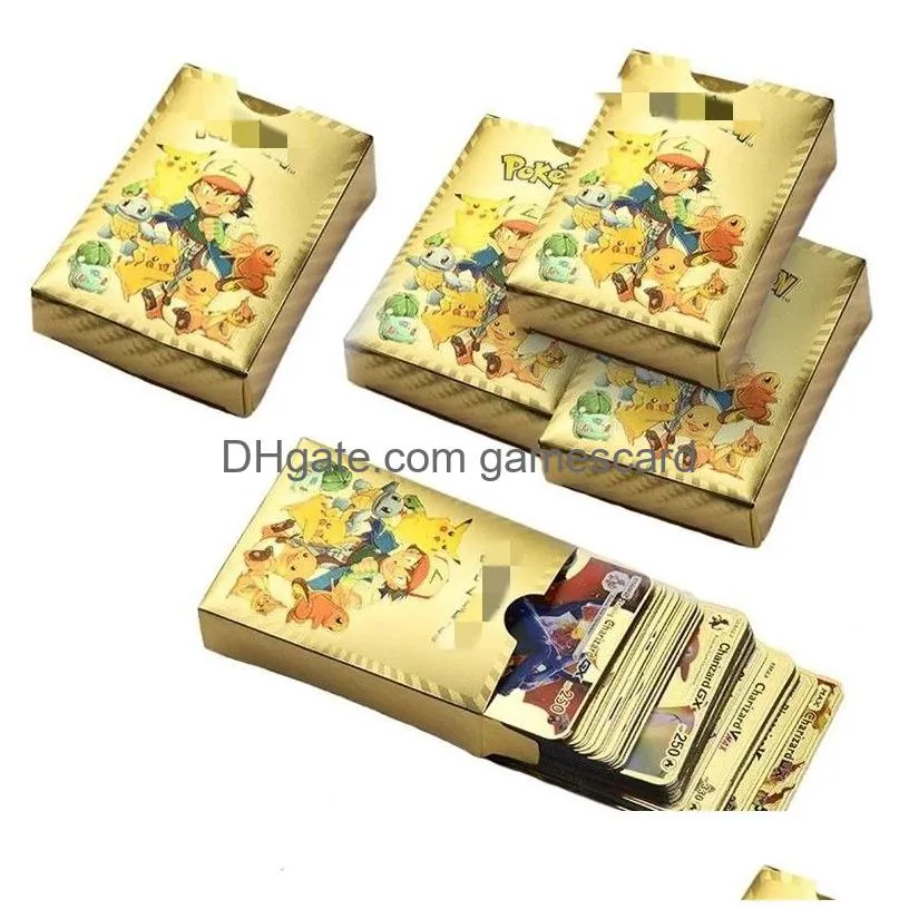 55 Cartoon Gold Foil Cards Fighting Game Atmosphere Props Gift Stock 001 Drop Delivery Dh2Oi