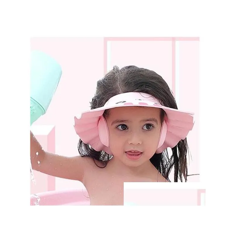 Baby Shower Cap Adjustable Hair Wash Hat for Newborn Infant Ear Protection Safe Children Kids Shampoo Shield Bath Head Cover GC1322