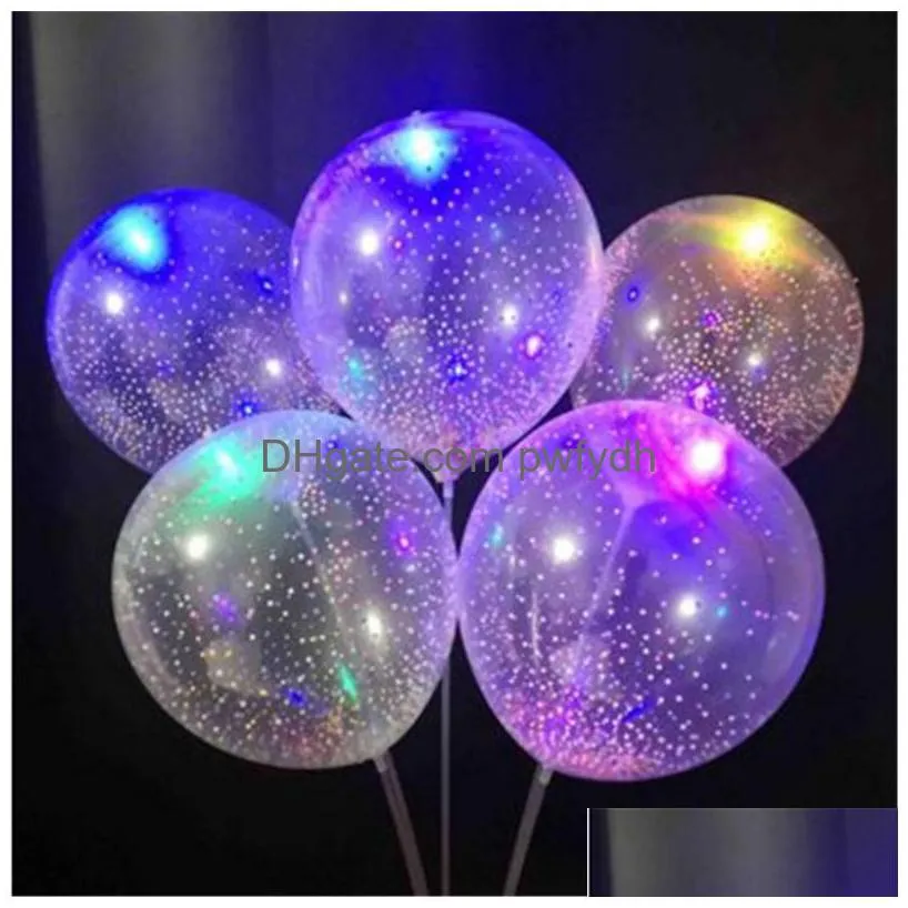 Party Decoration Valentines Day Luminous Balloon Lovers Transparent Led Bobo Ball Air Balls For Christmas Year Brithday Wedding Deco Dh3O7