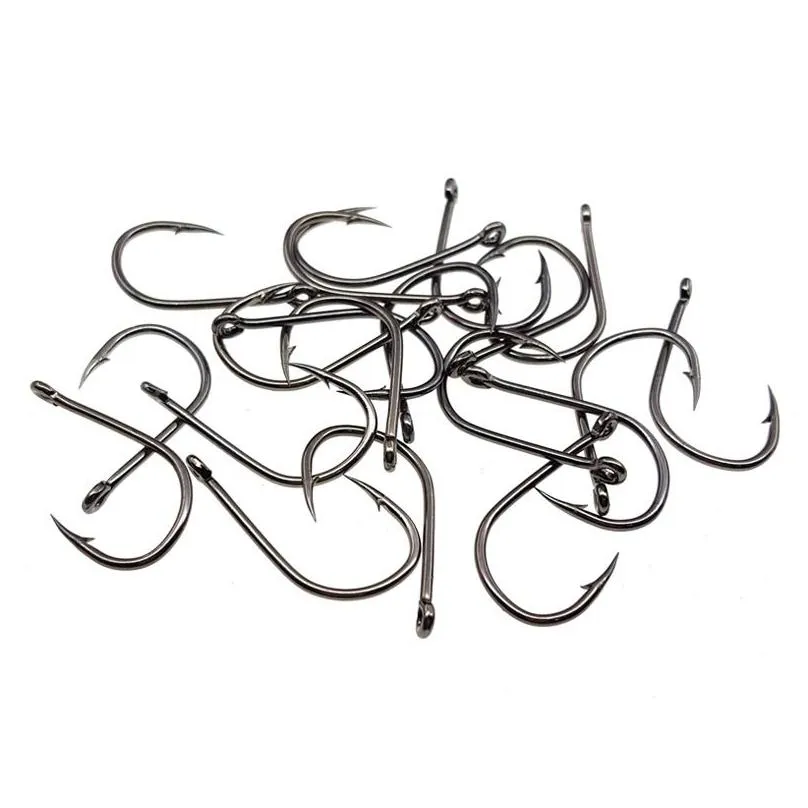 1000pcs lot 10 sizes 6-15 black ise hook high carbon steel barbed fishing hooks fishhooks asian carp pesca tackle accessories kl283v