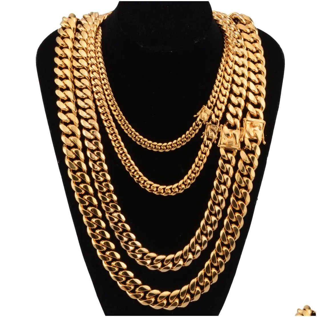 Luxury Designer Mens Necklace Gold Chain Stainless Steel Jewelry Hip Hop Cuban Link Rapper Accessories Fashion Jewellery