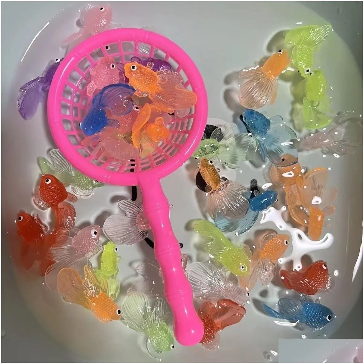 Bath Toys Childrens 10PcsSet Kawaii Simulation Rubber Goldfish Baby Water Play Games for Kids Toddlers Bathing Shower Gifts 230529