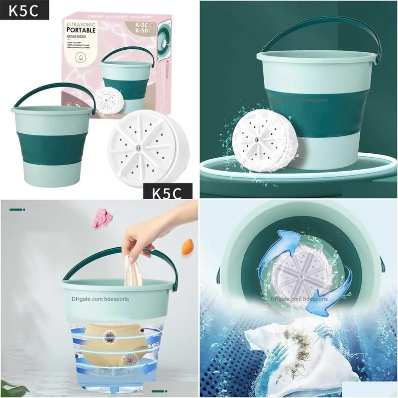 Other Home & Garden New Portable Folding Washing Hine Underwear Bucket Socks Clothes Mini 10L Washer Cam Home Travel Dormitory Drop De Dhpo8