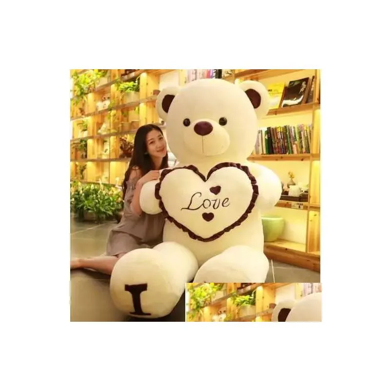 100cm big i love you teddy bear plush toy lovely huge stuffed soft bear doll lover bear kids toy birthday gift for girlfriend q0727