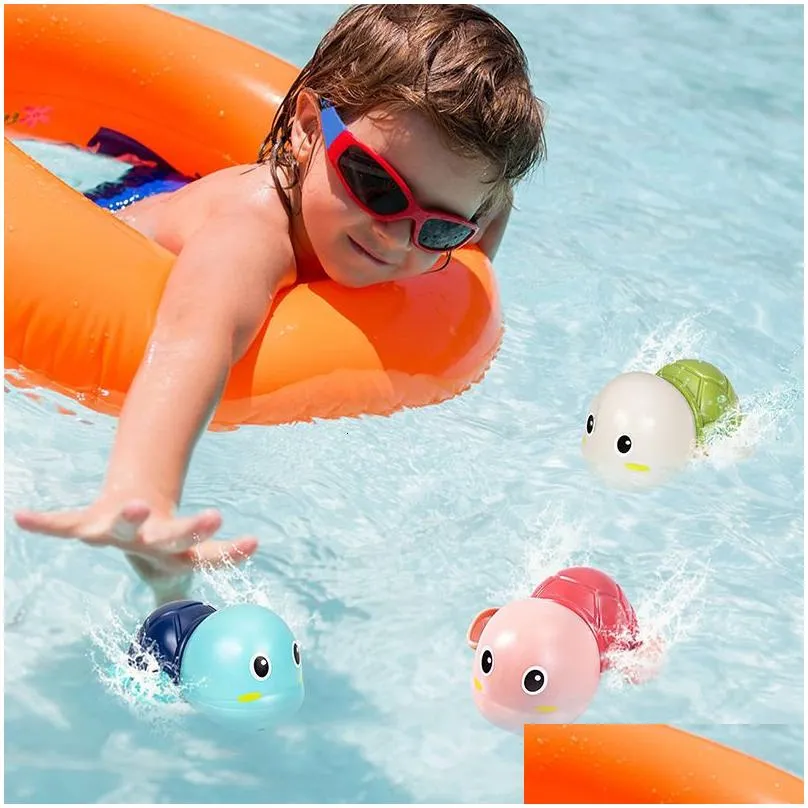 Bath Toys Baby Shower Toy Bathing Cute Swimming Turtle Whale Pool Beach Classic Chain Clock Water Toy Children`s Water Toy 230531