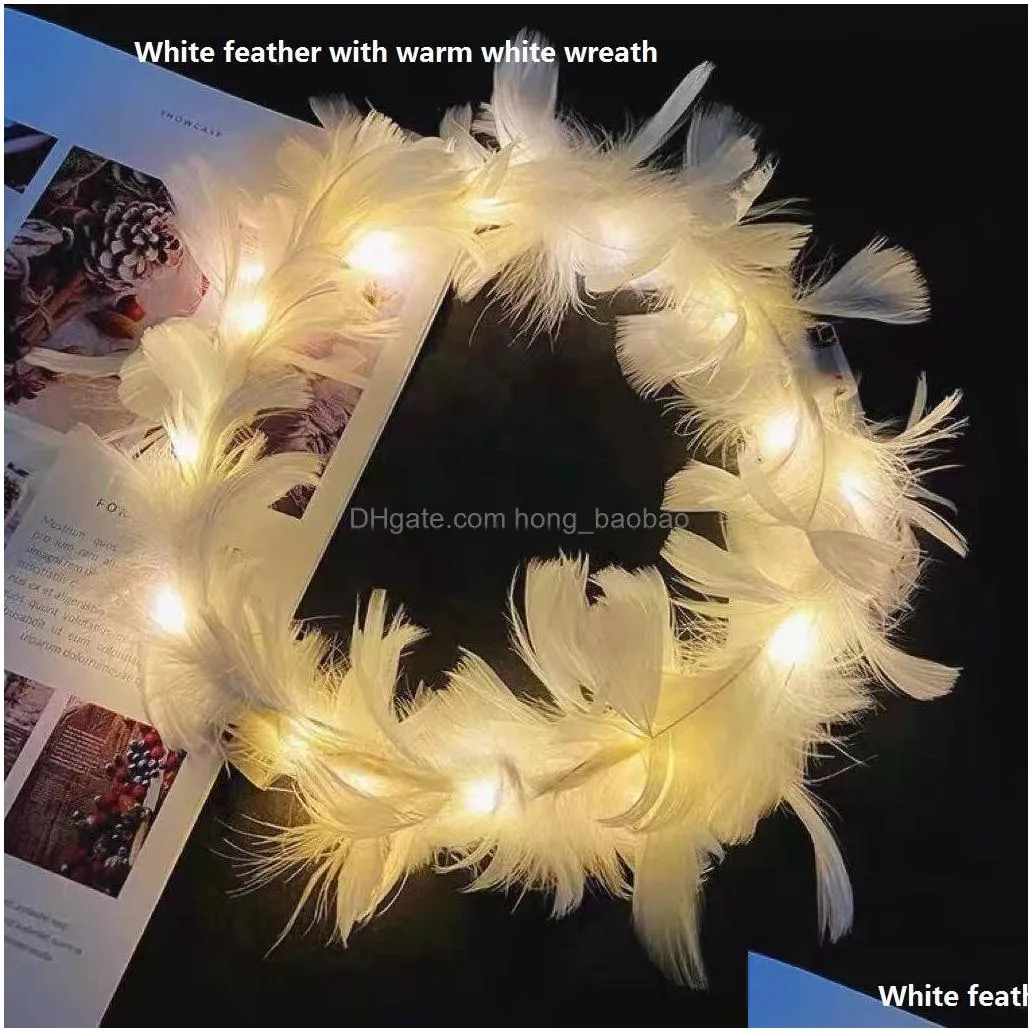 headwear hair accessories 10pcs flowers led scarves luminous feathers angels crown headbands wedding party christmas gift 230815