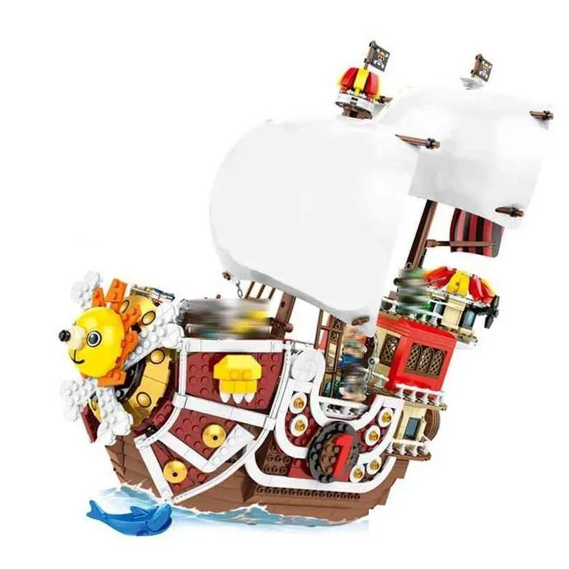 luxury version 3d2y blocks one piece thousand sunny luffy nami building block brick toy for christmas year gift sy6299 6298 g1204