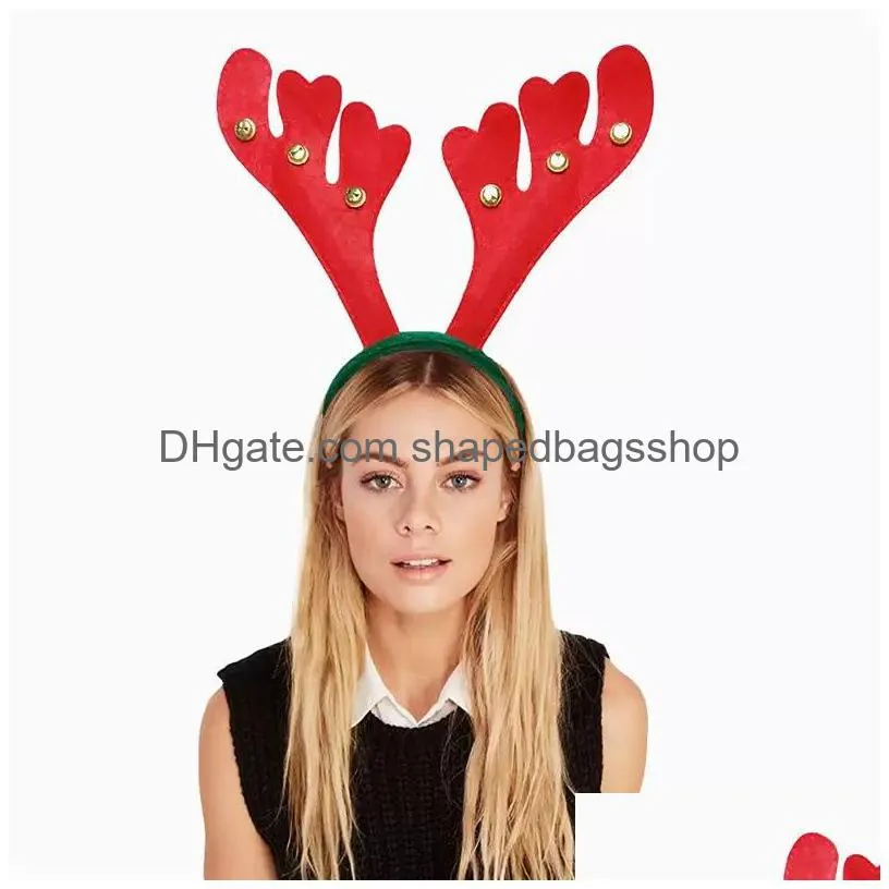 Christmas Decorations Christmas Antler Hair Hoop Bands Red Non Woven Headband Xmas Party Birthday Hoops Decorations Drop Delivery Home Dhm2K