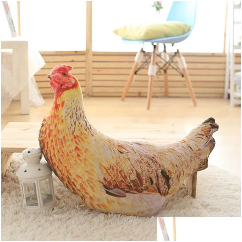 creative stuffed toys for children stuffing large chicken doll cute soft toy sleeping pillow toy chicken cock hen cushion q0727