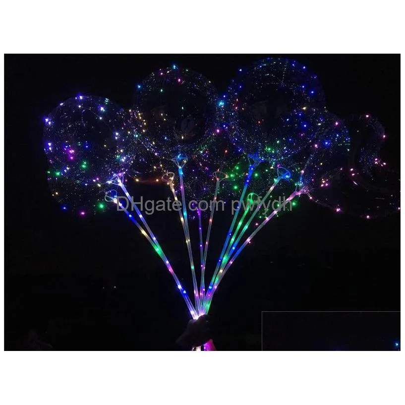 Party Decoration Led Flashing Balloons Night Lighting Bobo Ball Mticolor Balloon Wedding Decorative Bright Lighter With Stick Drop D Dhvrt