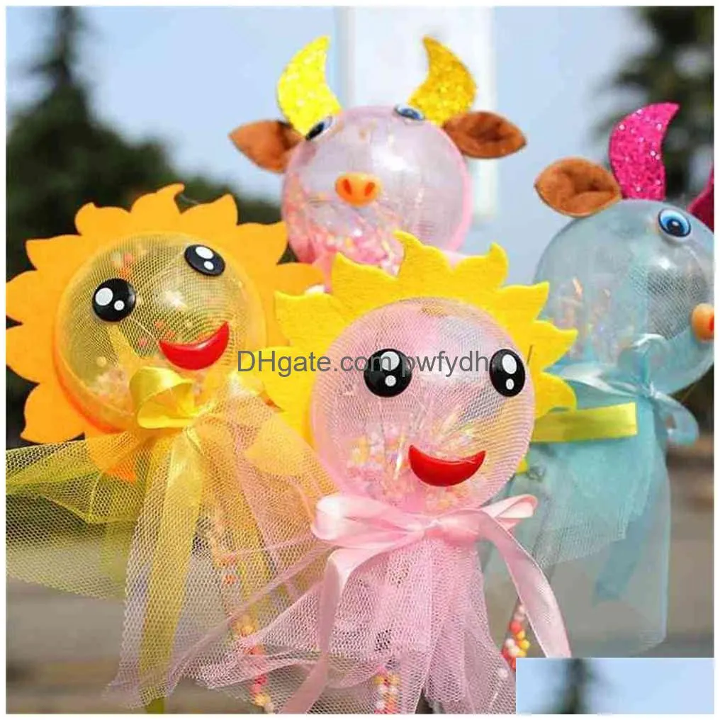 christmas led cartoon transparent balloon toys sunflower cow night flashing luminous handheld balloons party festival decoration supplies