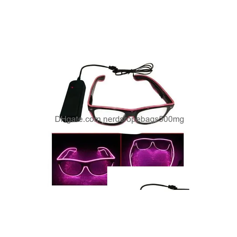 Party Decoration El Wire Led Glasses Special Shutter Light Up Monochrome Glow Shades Eye-Wear W/Driver For Rave Party Christmas Drop D Dhkqv