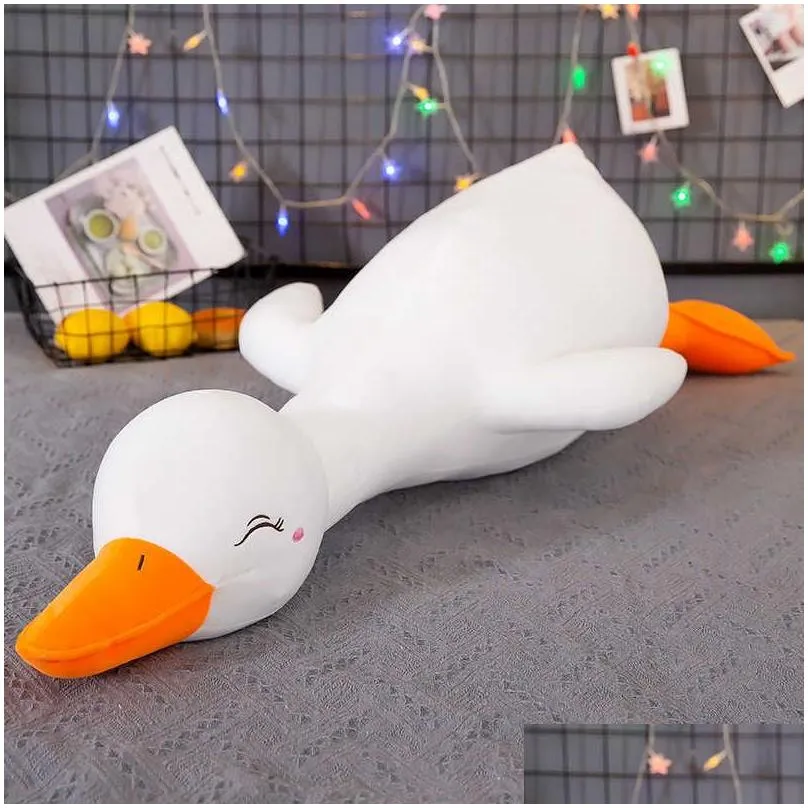 zqswkl 65/85/110/130cm duck pillow doll plush toy yellow ducks comfort soft long pillow childrens toys big stuffed animals toy q0727