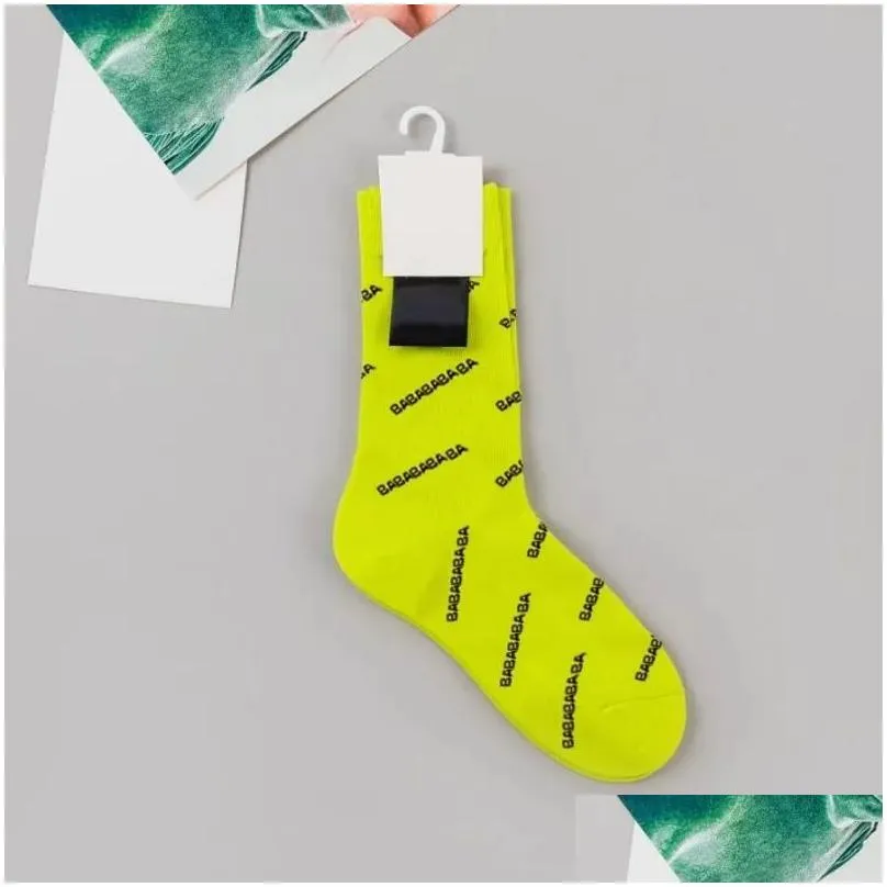 designer mens socks fashion sport rainbow long mid-tube socks cotton breathable sport socks alphabet men women