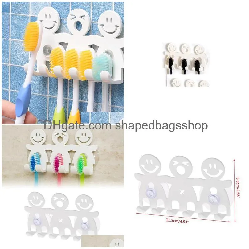 Other Bath & Toilet Supplies Bathroom Sets Cute Cartoon Sucker Toothbrush Holder Suction Hooks 5 Position Tooth Drop Delivery Home Gar Dh6Xr