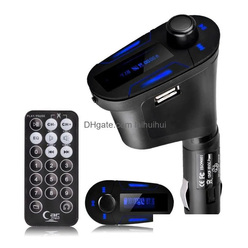 3 colors car kit mp3 player wireless car fm transmitter radio transmiter with usb sd mmcadd remote control dhs