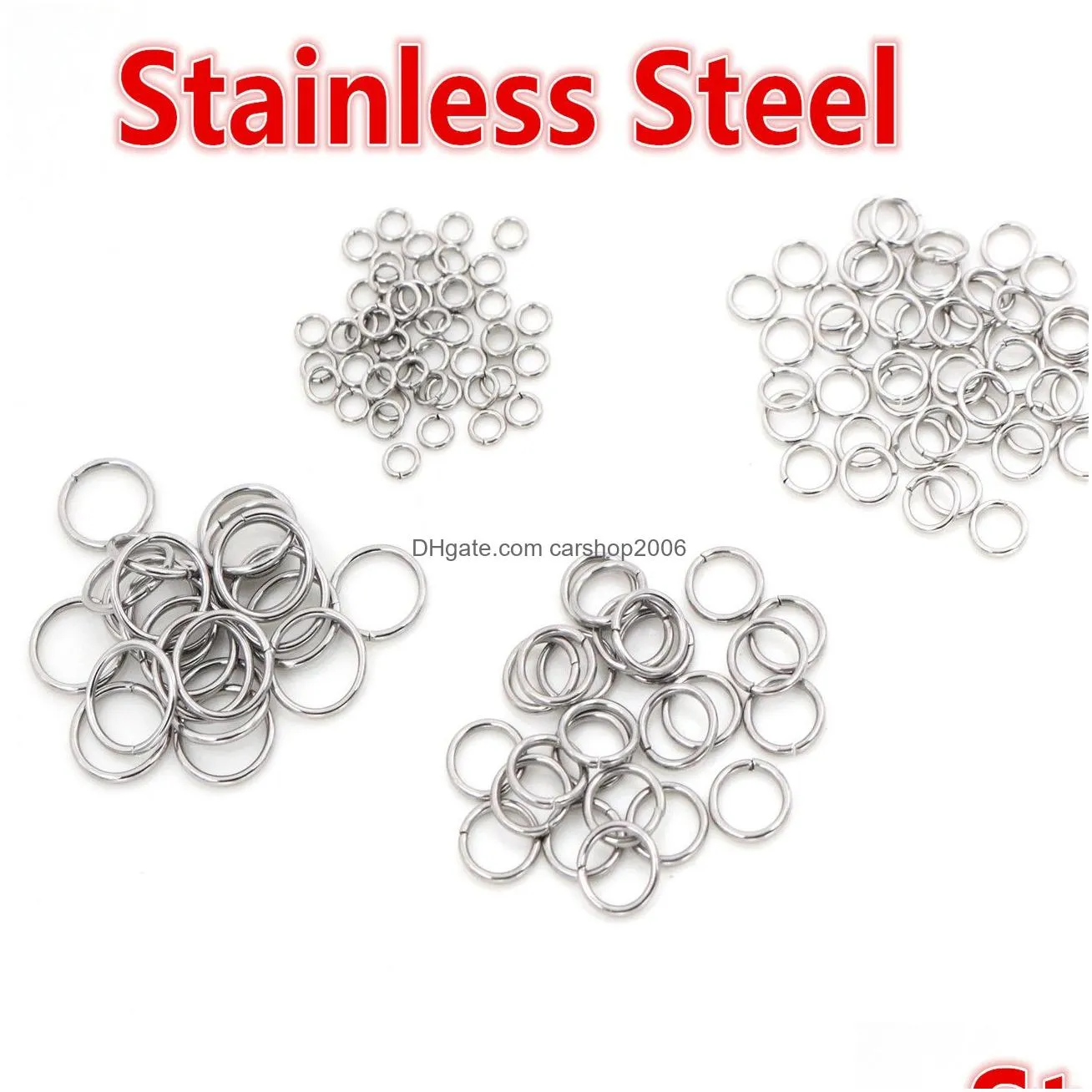 200pcs/lot 3/4/5/6/7/8/10mm stainless steel diy jewelry findings open single loops jump rings split ring for jewelry making