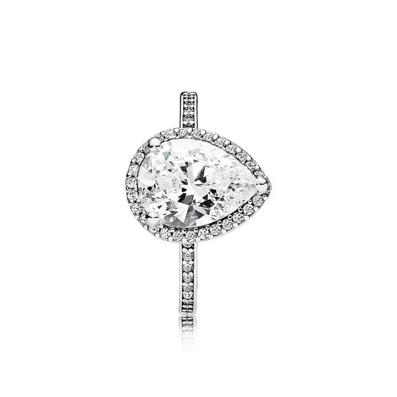 Princess Ring & Teardrop Rings Set Top Fashion Sterling Sier Women Wedding Jewelry CZ Diamond RING with Original Box