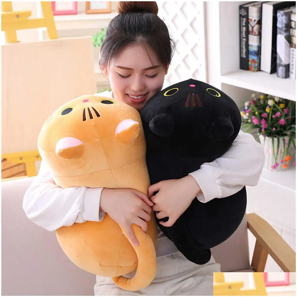 creative fat chuppy plush cat toy cute stuffed soft cat pillow back cushion kawaii cat soft plush dolls kids children girls gift q0727